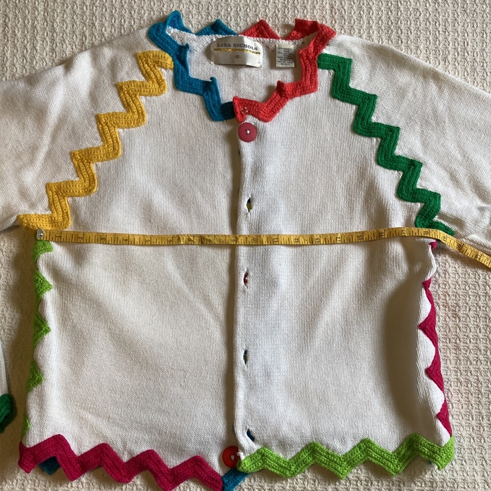 Vintage Lisa Nichols Colorful Zigzag Sweater Size Small - Picture 7 of 9